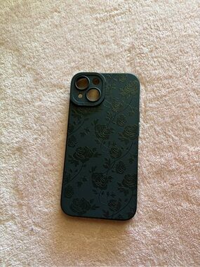 Black Floral Pattern iPhone 14 Case - Unbranded